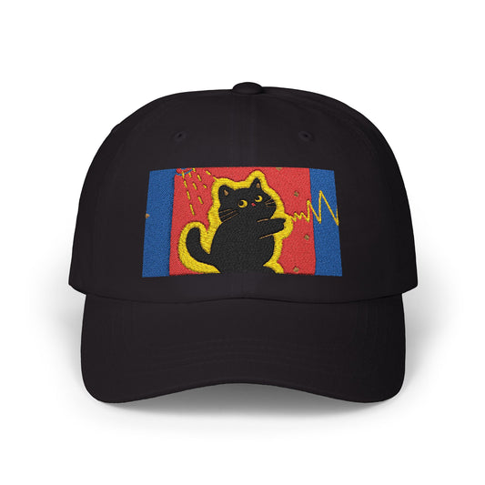 Embroidered Dad Cap for Cat Lovers, Baseball Hat with 'meow world' Design, Kitty Print Snapback, Gift for Cat Owners, Cat Dad Hat